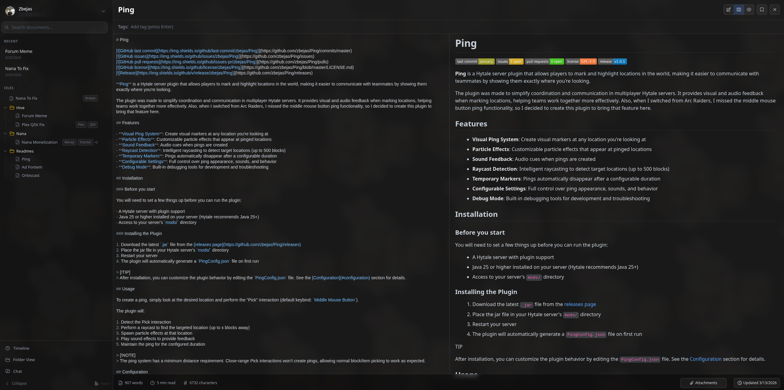 Nana desktop editor