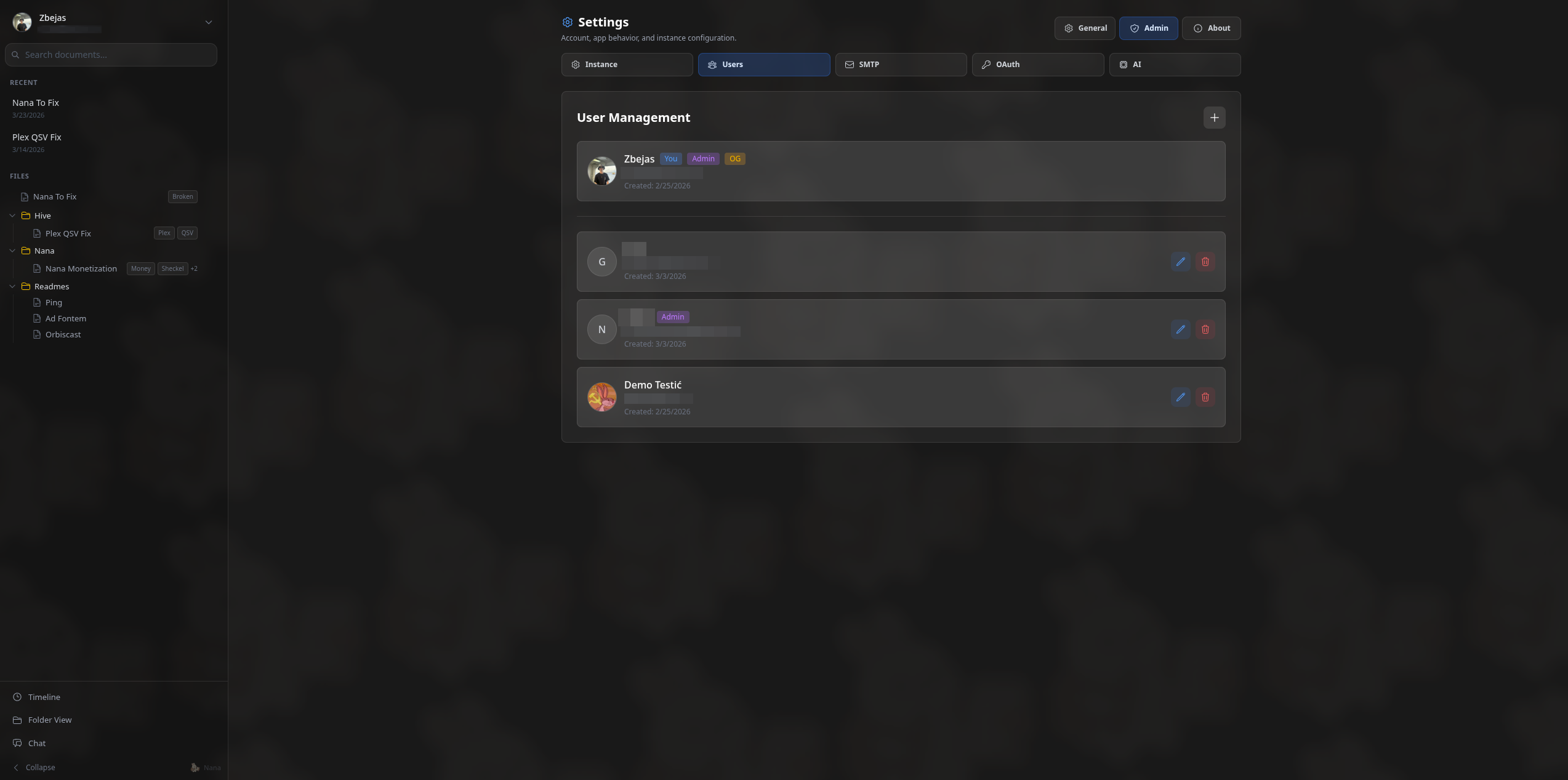 Nana desktop user management