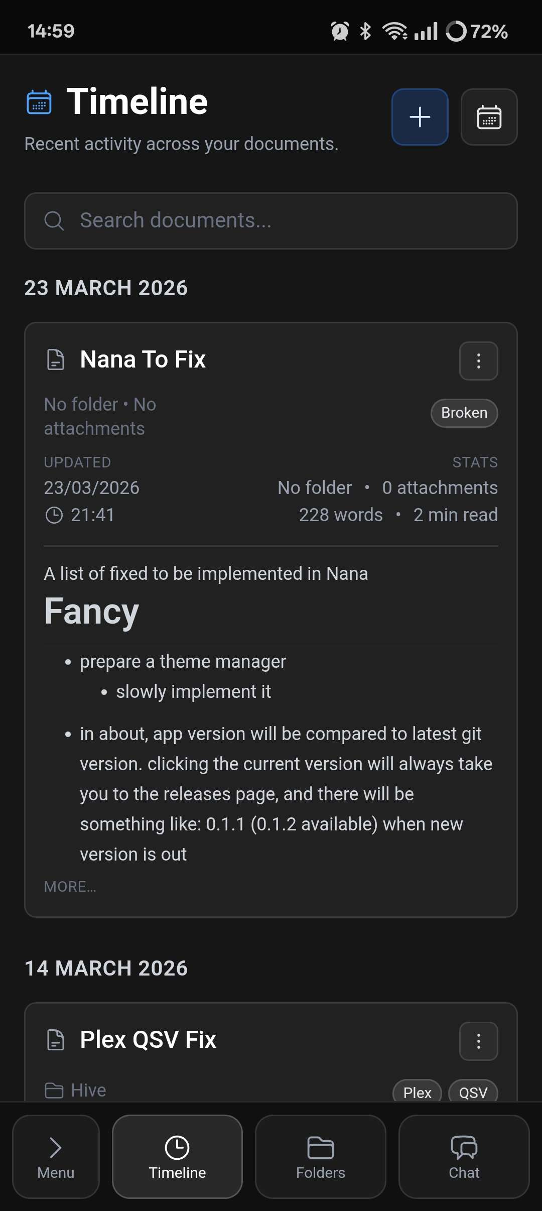 Nana phone timeline